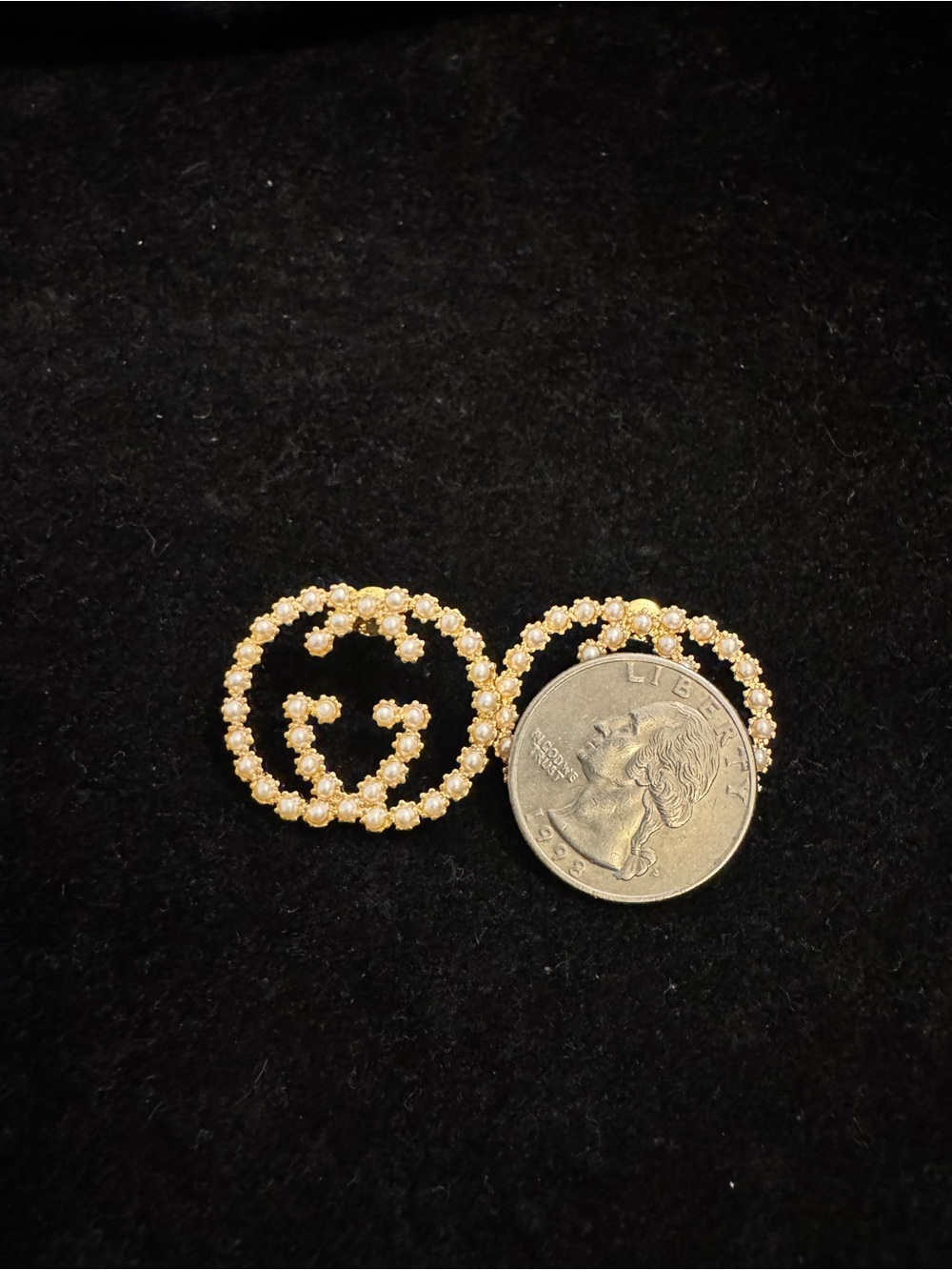 Gucci Gold Crystal Double-G Floral Circle Studs - Picture 6 of 6
